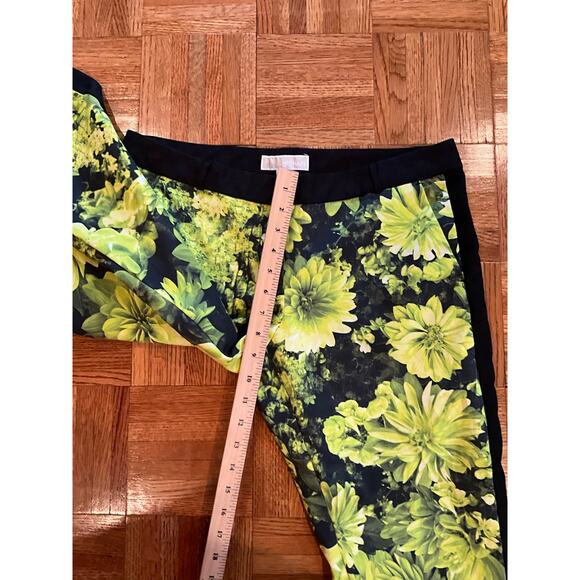 MICHAEL Michael Kors Floral Cropped Pants Mid Rise Cotton Black/Neon Size 10 NEW - Picture 6 of 7